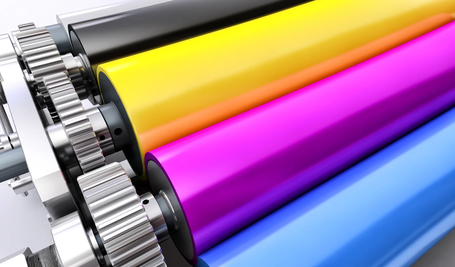 Farbige Etikettenrollen in der Produktion